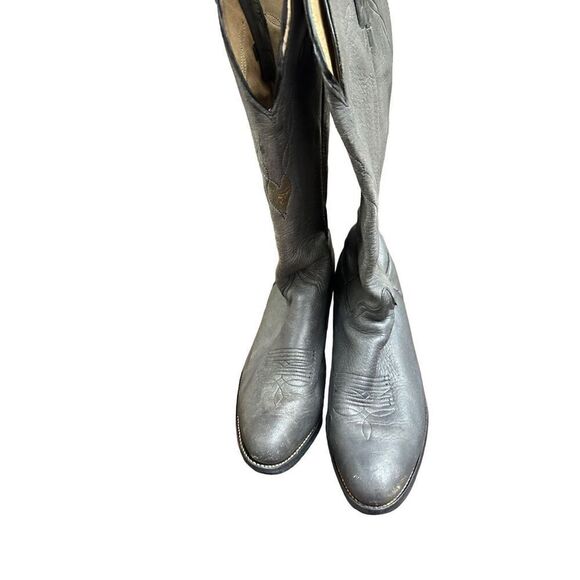 Abilene Men’s Western Gray Leather   Mid -Calf Boots - Picture 10 of 14